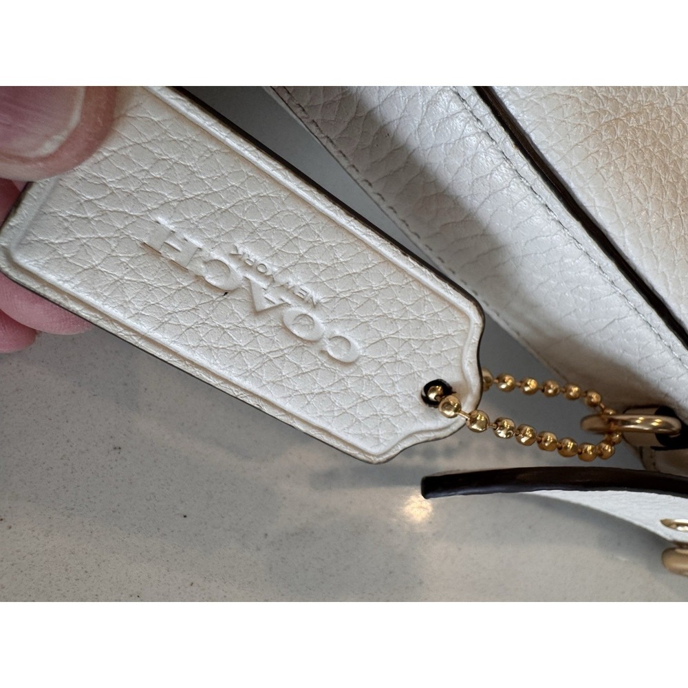 COACH C2818 Val‎ Duffle Pebble Leather Shoulder Bag Purse Chalk White Women's - Picture 15 of 16